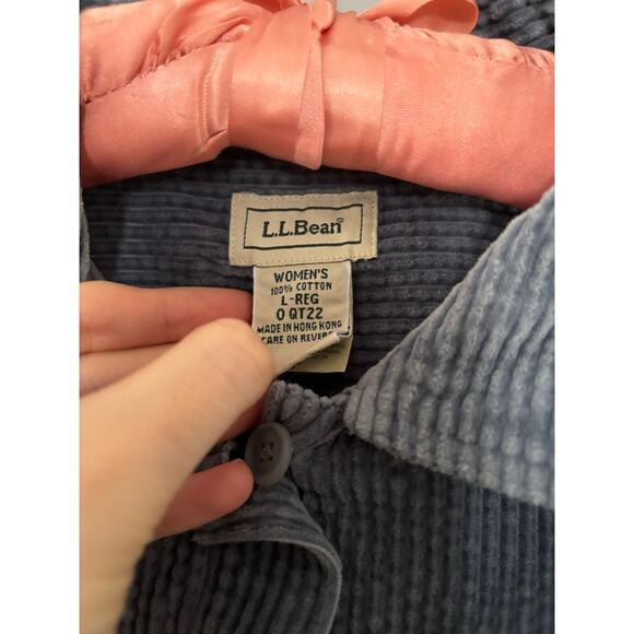 Vintage LL Bean Blue Women’s Soft Corduroy Button Up Large - Picture 3 of 3